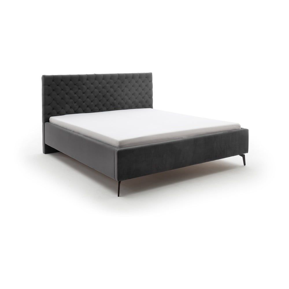 Tmavě šedá čalouněná dvoulůžková postel s úložným prostorem s roštem 160x200 cm La Maison – Meise Möbel - Bonami.cz