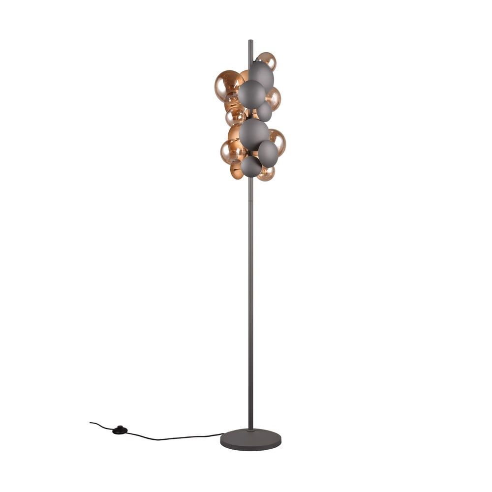 Stojací lampa se skleněným stínidlem v šedo-zlaté barvě (výška 155 cm) Bubble – Trio Select - Bonami.cz
