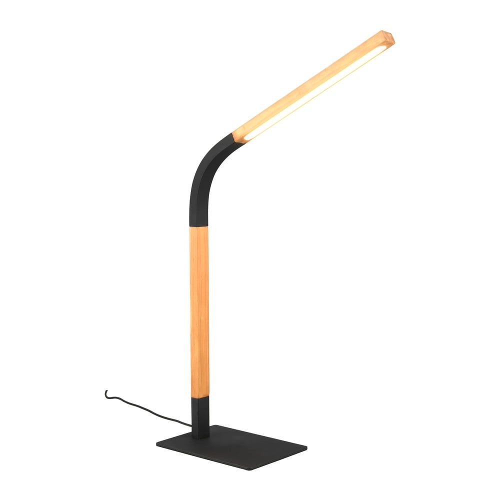 LED stmívatelná stolní lampa v černé a přírodní barvě s dřevěným stínidlem (výška 73,5 cm) Norris – Trio - Bonami.cz