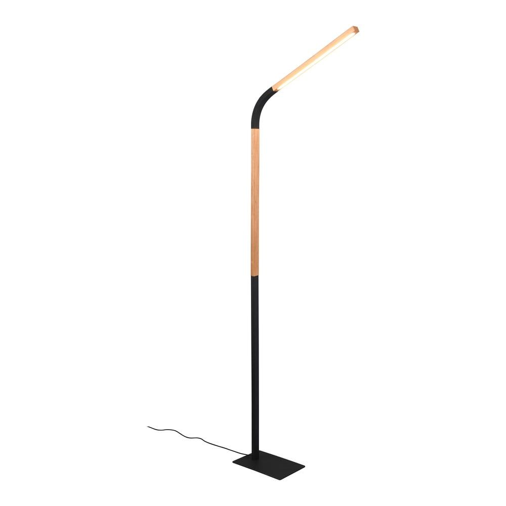 LED stojací lampa v černé a přírodní barvě s dřevěným stínidlem (výška 169,5 cm) Norris – Trio - Bonami.cz