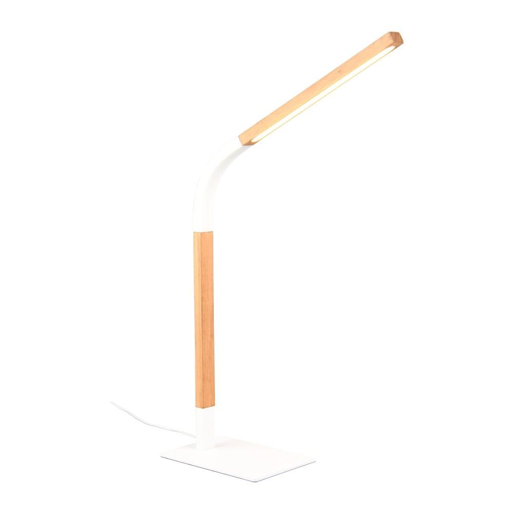 LED stmívatelná stolní lampa v bílé a přírodní barvě s dřevěným stínidlem (výška 73,5 cm) Norris – Trio - Bonami.cz