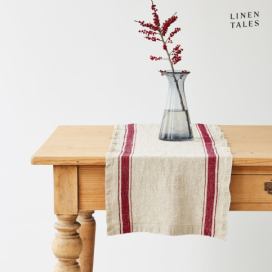 Lněný běhoun na stůl 40x200 cm Red Stripe Vintage – Linen Tales