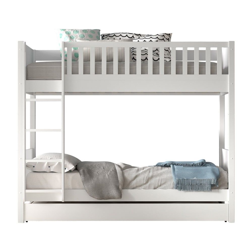 Bílá patrová dětská postel z borovicového dřeva s úložným prostorem 90x200 cm SCOTT – Vipack - Bonami.cz
