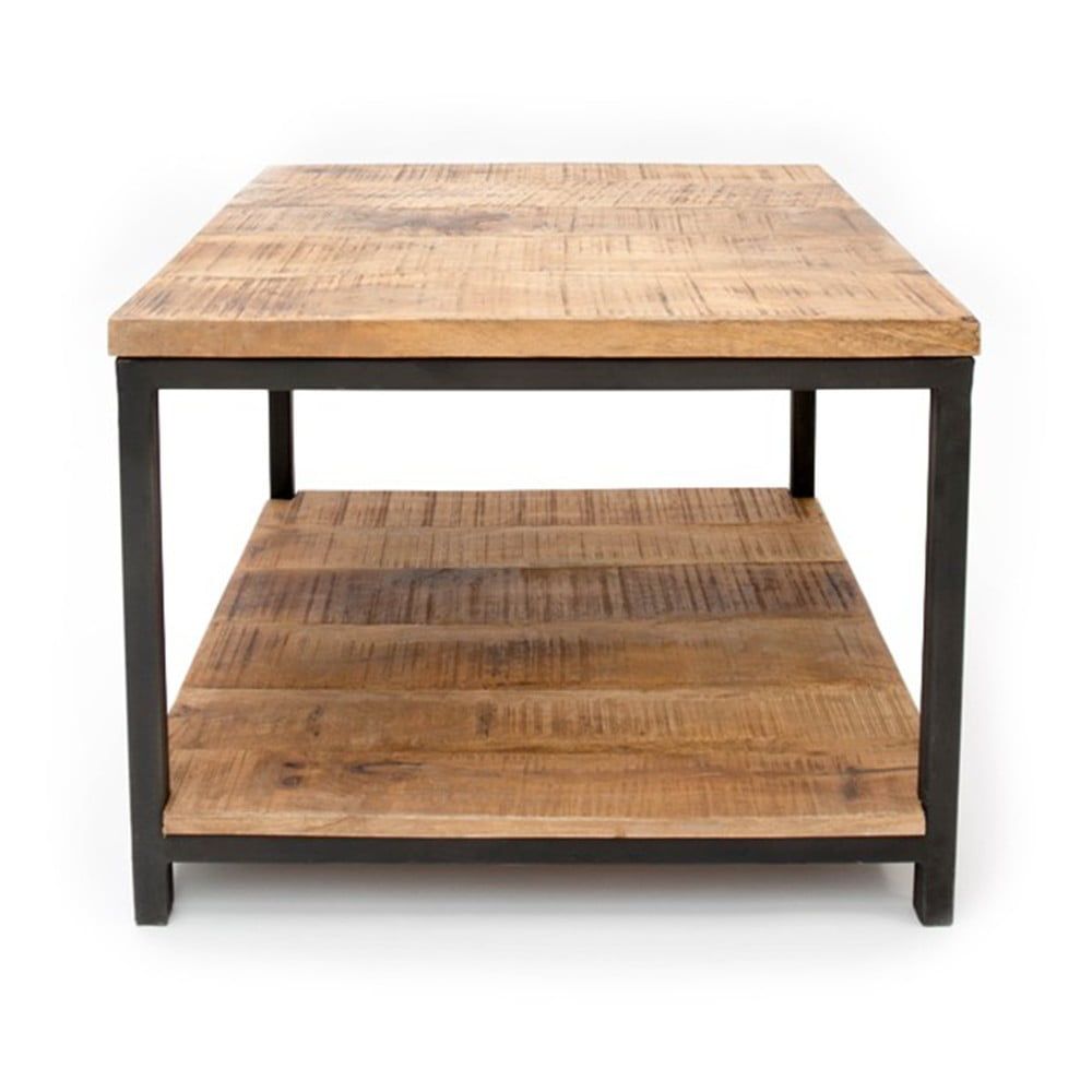 Černý konferenční stolek s deskou z mangového dřeva LABEL51 Vintage, 80 x 80 cm - Bonami.cz