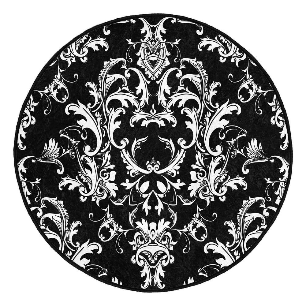 Černo-bílý pratelný kulatý koberec vhodný pro robotické vysavače ø 80 cm Comfort – Mila Home - Bonami.cz