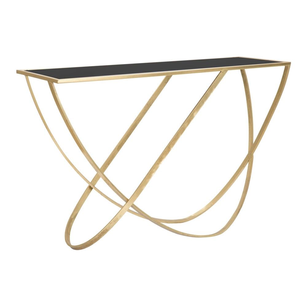 Konzolový stolek se skleněnou deskou v černo-zlaté barvě 40x120 cm Ring – Mauro Ferretti - Bonami.cz