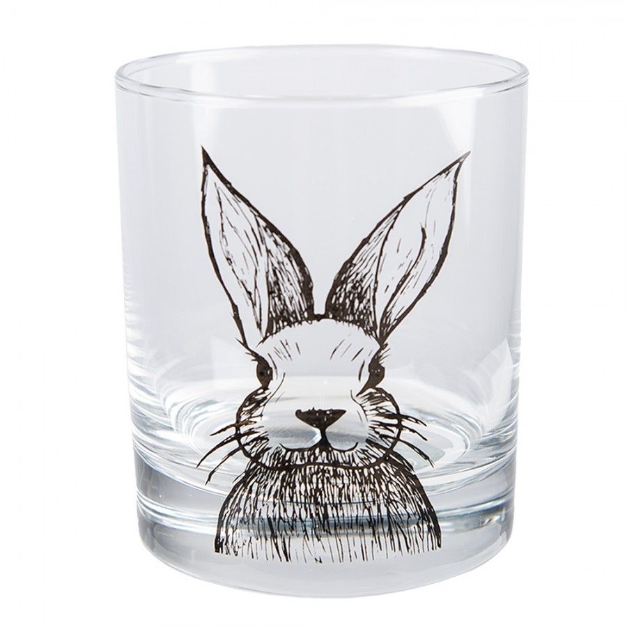 Sklenička na vodu s králíčkem Rabbit Cartoon - Ø 8*9 cm / 300 ml Clayre & Eef - LaHome - vintage dekorace