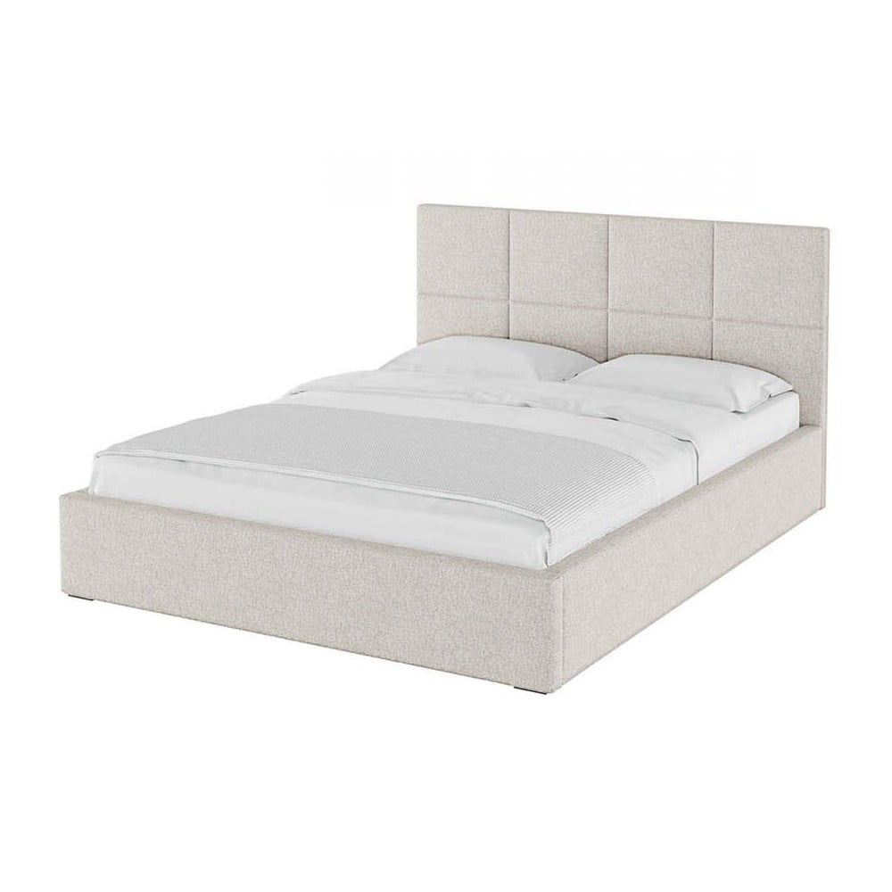 Béžová čalouněná dvoulůžková postel s úložným prostorem s roštem 160x200 cm Bufo Bed – MESONICA - Bonami.cz