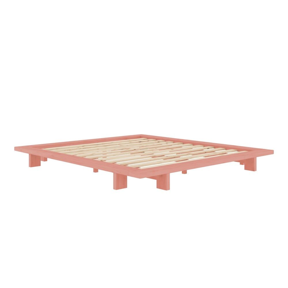 Světle růžová dvoulůžková postel z borovicového dřeva s roštem 180x200 cm Japan – Karup Design - Bonami.cz