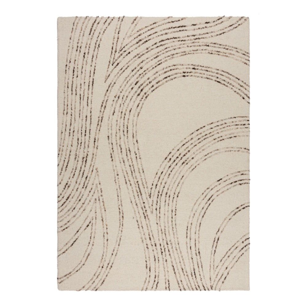 Hnědo-krémový vlněný koberec 80x150 cm Abstract Swirl – Flair Rugs - Bonami.cz