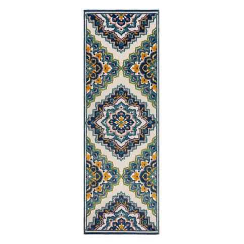 Modrý venkovní koberec 80x230 cm Beach Floral – Flair Rugs Bonami.cz