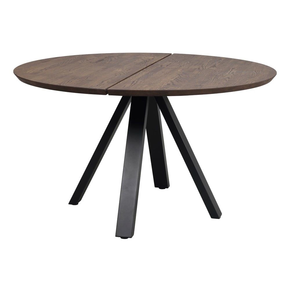 Tmavě hnědý kulatý jídelní stůl s deskou z dubového dřeva ø 130 cm Carradale – Rowico - Bonami.cz