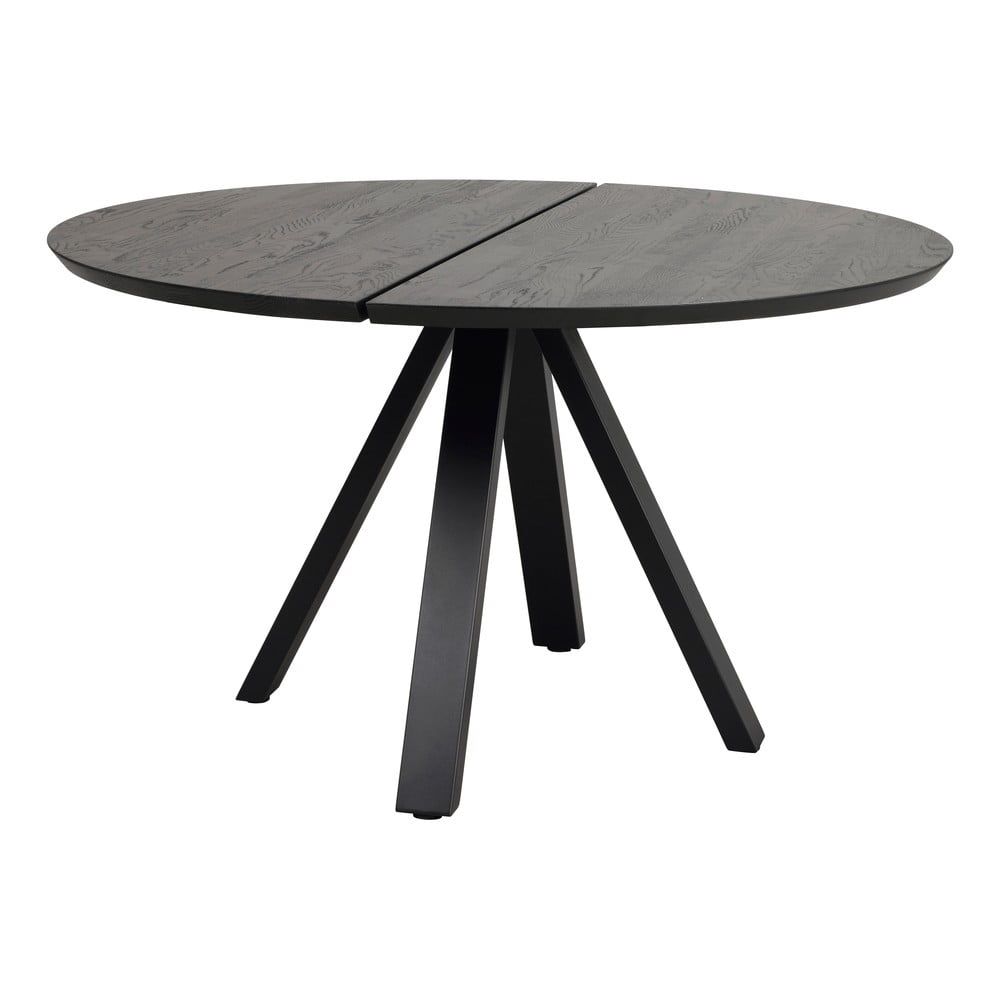 Černý kulatý jídelní stůl s deskou z dubového dřeva ø 130 cm Carradale – Rowico - Bonami.cz