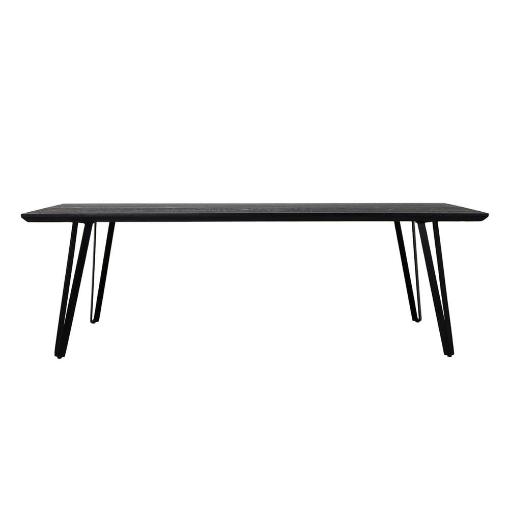 Černý jídelní stůl s deskou z dubového dřeva 100x220 cm Mylau – Light & Living - Bonami.cz