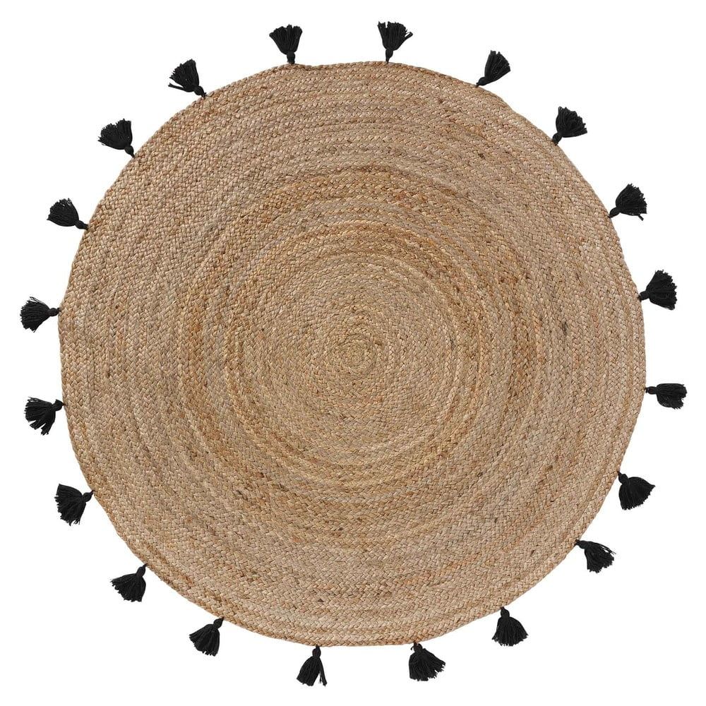 Kulatý koberec v černo-přírodní barvě ø 120 cm Shira – douceur d\'intérieur - Bonami.cz