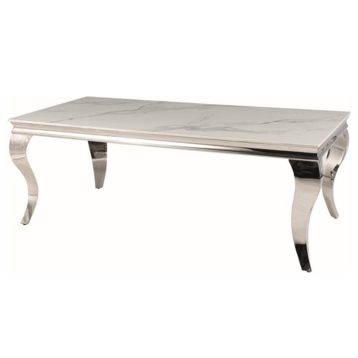 Konferenční stolek PRANCIO bílá/stříbrná - SCONTO Nábytek s.r.o.