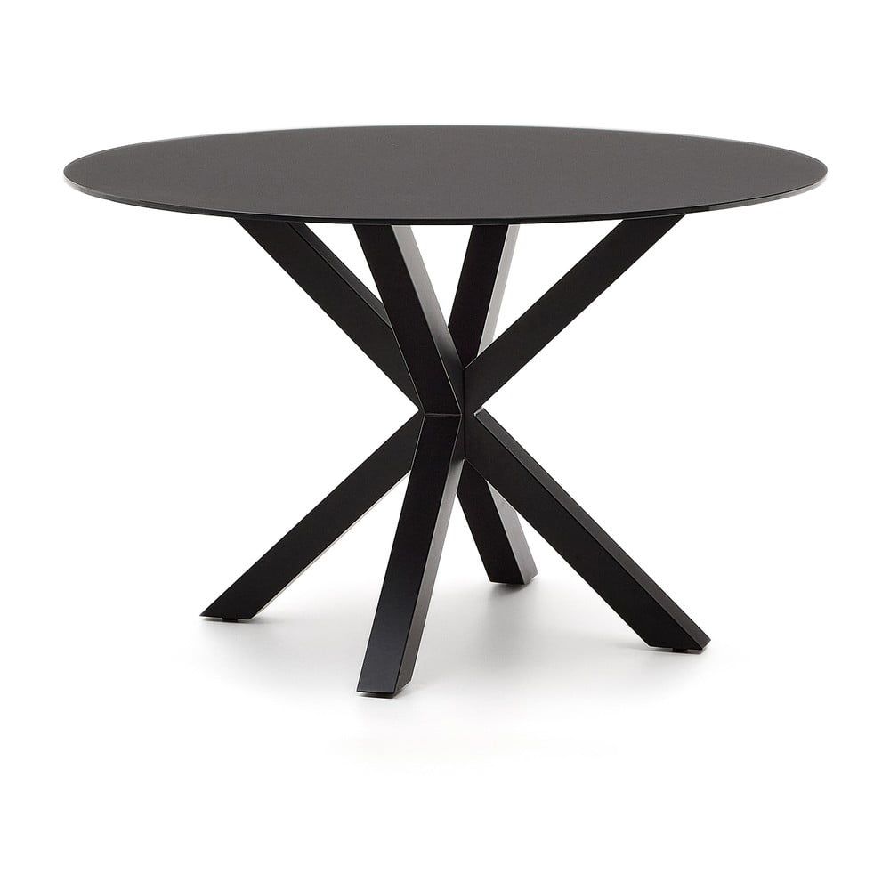 Černý kulatý jídelní stůl se skleněnou deskou ø 120 cm Argo – Kave Home - Bonami.cz