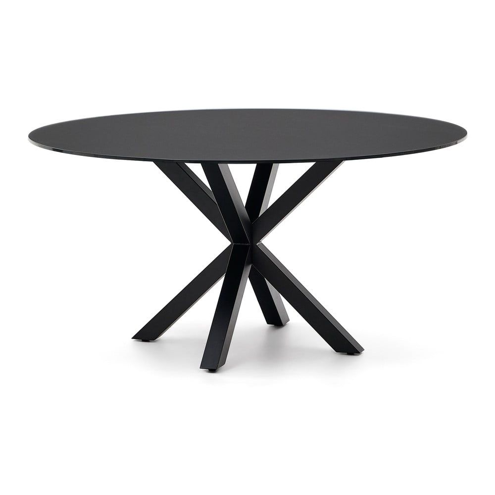 Černý kulatý jídelní stůl se skleněnou deskou ø 150 cm Argo – Kave Home - Bonami.cz
