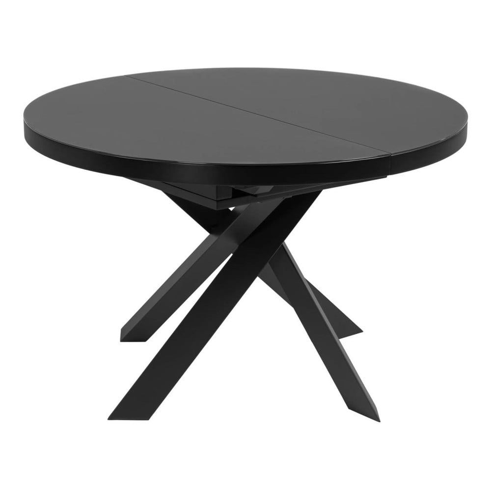 Černý kulatý rozkládací jídelní stůl se skleněnou deskou ø 160 cm Vashti – Kave Home - Bonami.cz