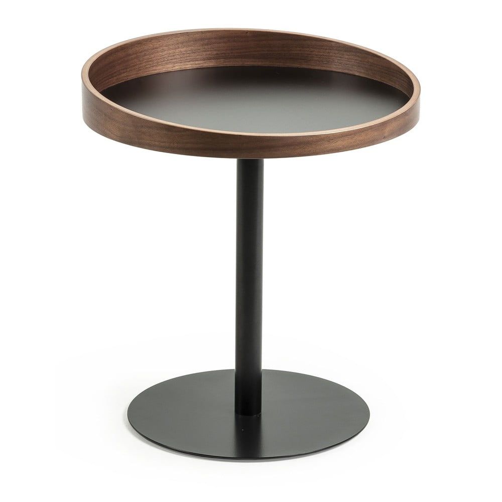 Kulatý odkládací stolek s deskou v dekoru ořechového dřeva ø 46 cm Kaori – Kave Home - Bonami.cz