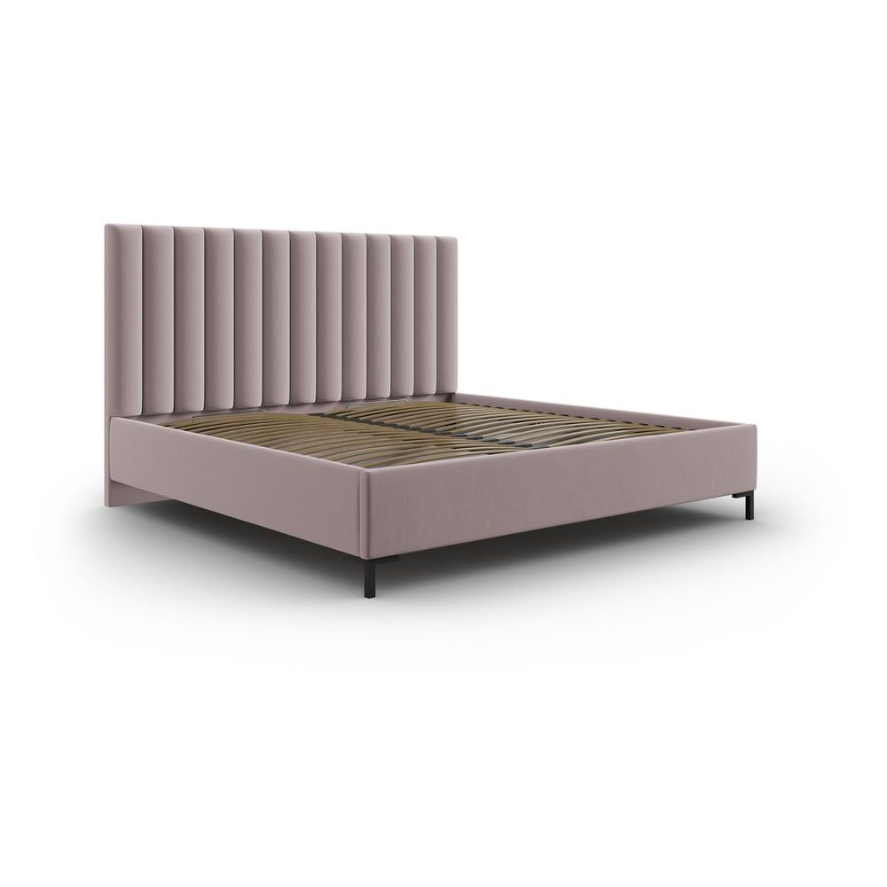 Světle růžová čalouněná dvoulůžková postel s úložným prostorem s roštem 140x200 cm Casey – Mazzini Beds - Bonami.cz