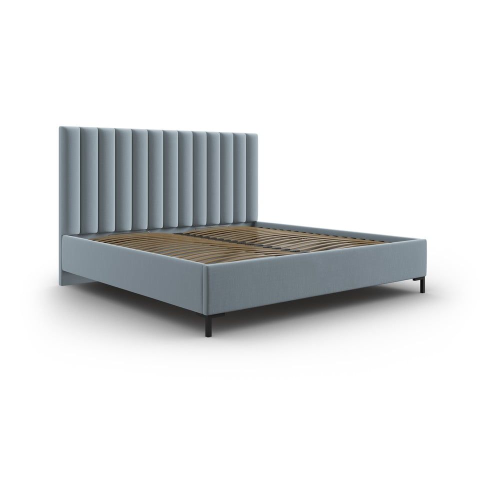 Světle šedá čalouněná dvoulůžková postel s úložným prostorem s roštem 200x200 cm Casey – Mazzini Beds - Bonami.cz