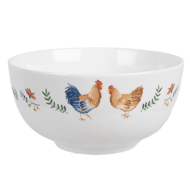 Miska s kohoutkem a slepičkou Chicken and Rooster - Ø 14*7 cm / 500 ml Clayre & Eef - LaHome - vintage dekorace