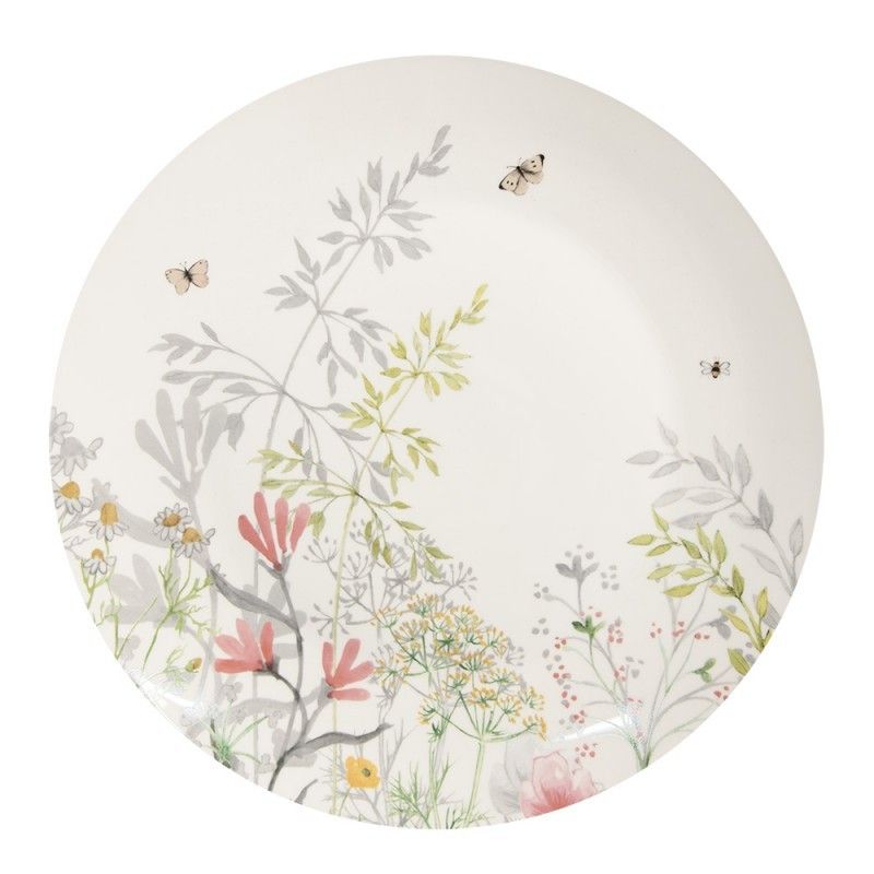 Jídelní porcelánový talíř s lučními květy Wildflower Fields - Ø 26*2 cm Clayre & Eef - LaHome - vintage dekorace