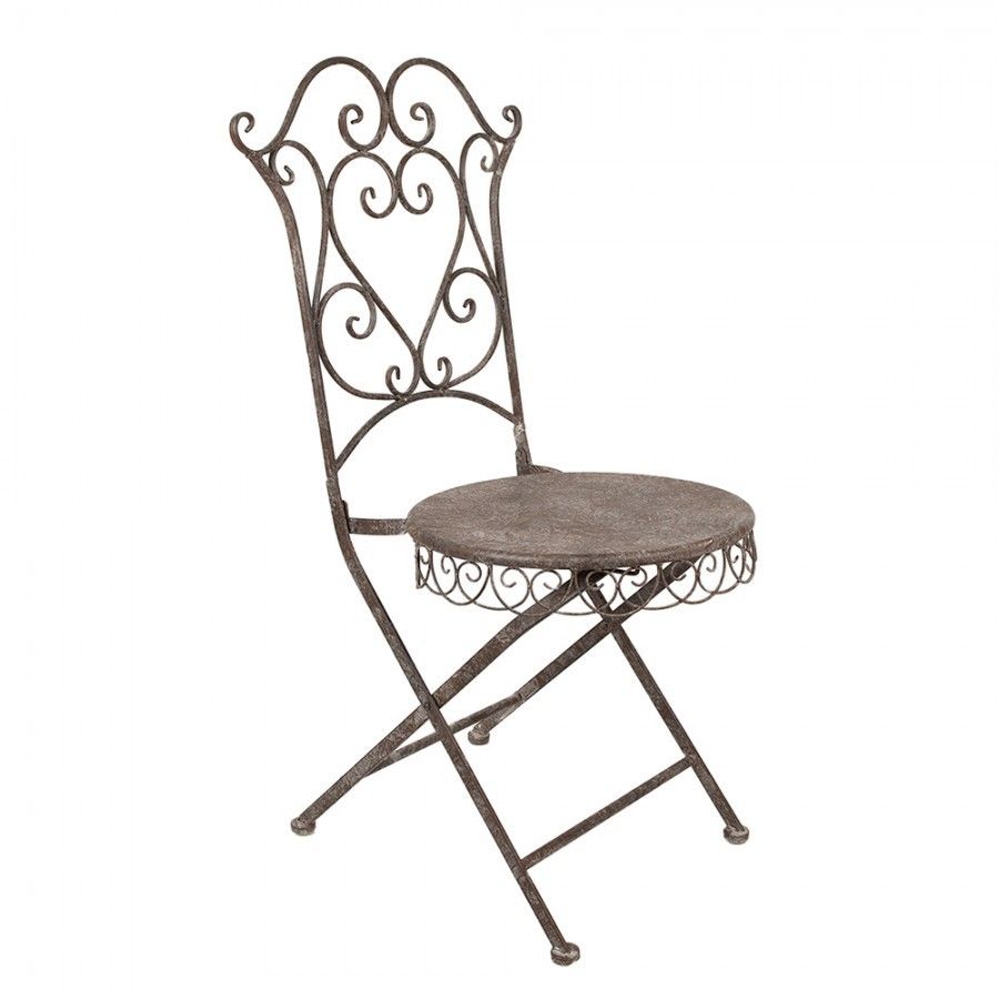 Hnědá antik kovová skládací zahradní židle Frenchia - 49*49*95 cm Clayre & Eef - LaHome - vintage dekorace