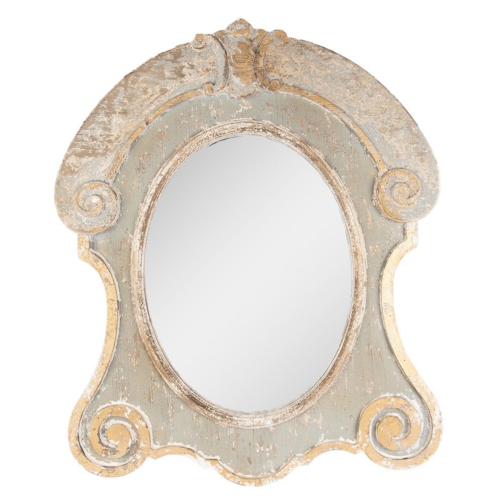 Nástěnné dřevěné vintage zrcadlo French s patinou - 69*3*84 cm Clayre & Eef - LaHome - vintage dekorace