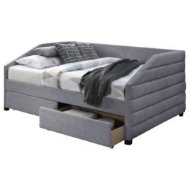 Rohová postel s roštem NODAO šedá, 120x200 cm