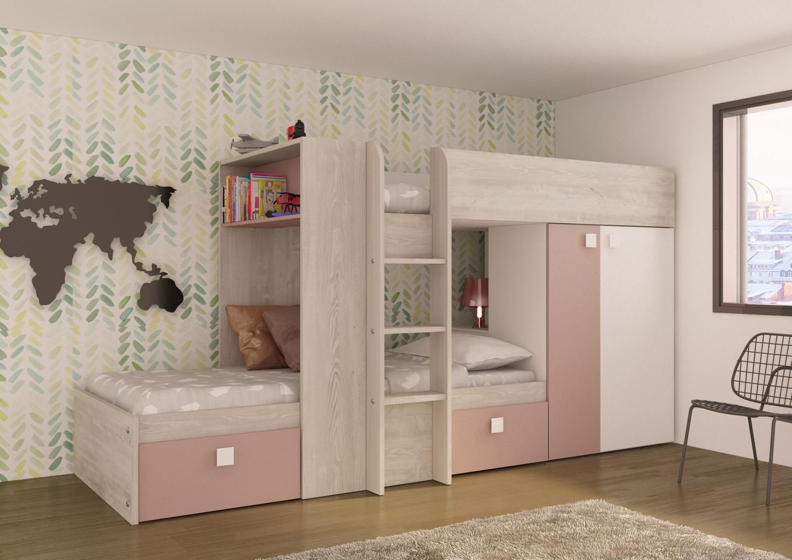 Aldo Patrová postel s prostorem pro dva růžová Bo1 - Nábytek ALDO