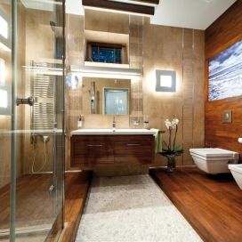 Dřevěná podlaha v koupelně Monika Nová