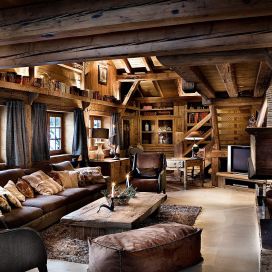 Obývací pokoj v dřevěné chatě Lenka Jureckova