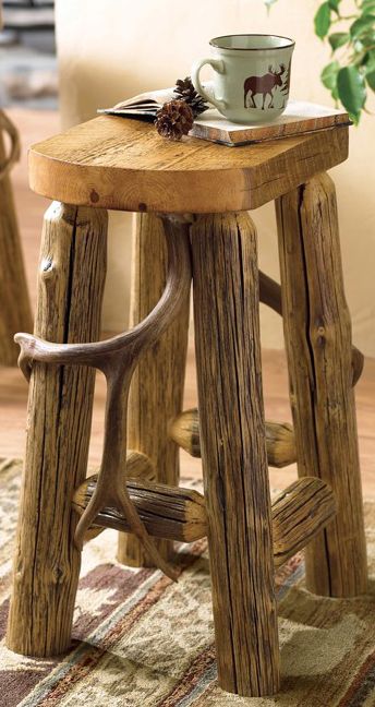 Barová židle z přírodního dřeva - 