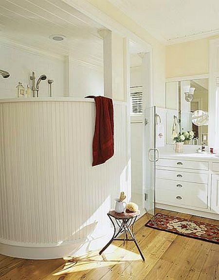 Dřevěná podlaha v koupelně - 