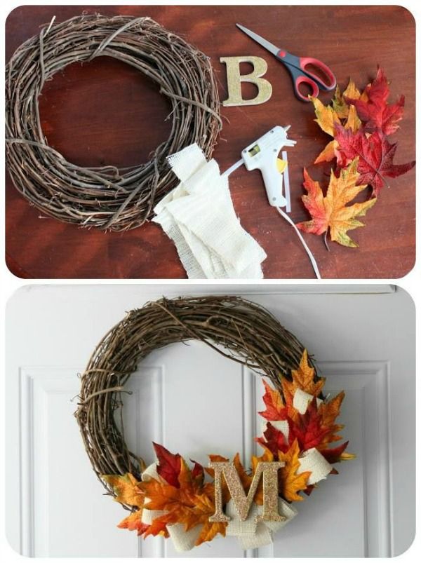 podzimní dekorační věnec na dveře - 