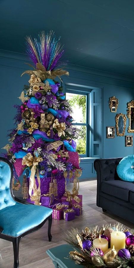 Modro-fialový vánoční stromek - 