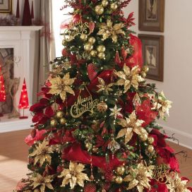 Vánoční stromek ve zlato-červeném provedení