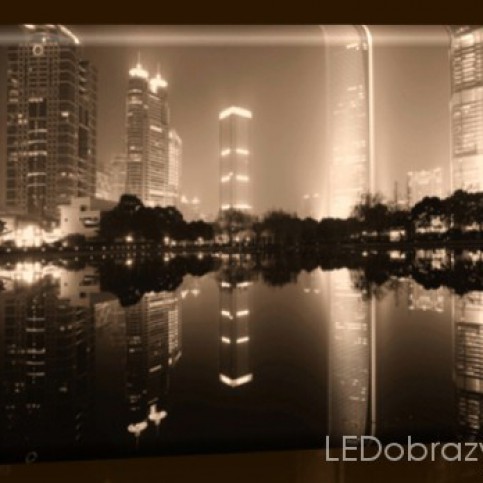 LED obraz Šanghai černobilý 45x30 cm - LEDobrazy.cz