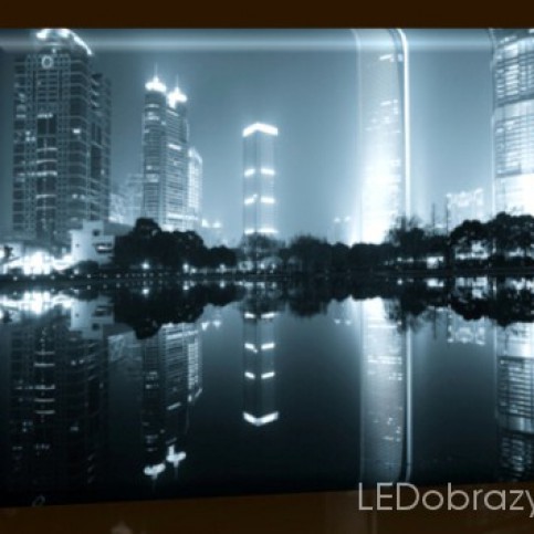 LED obraz Šanghai v noci 45x30 cm - LEDobrazy.cz