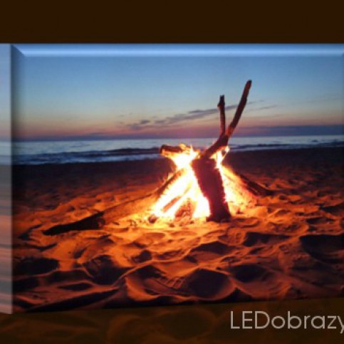 LED obraz Oheň na pláži 90x30 - LEDobrazy.cz