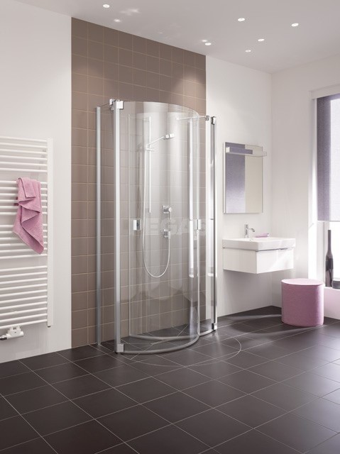 KERMI RAYA / Půlkruhový sprchový kout (kyvné dveře s pevnými poli) - KOUPELNY PEGAS s.r.o.