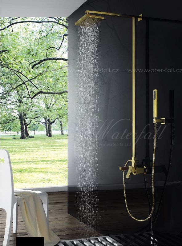 Zlatá sprcha Embody - Waterfall® retro baterie