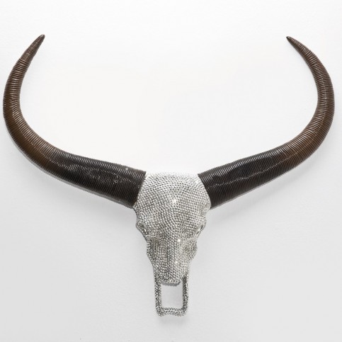 Dekorativní paroží  Bull Head Crystal Silver - KARE