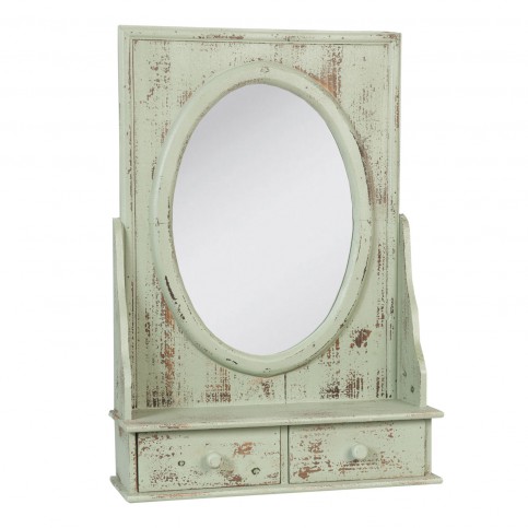 Zrcadlo s poličlou / 2 šuplíky - 42*60*14 cm Clayre & Eef - LaHome - vintage dekorace