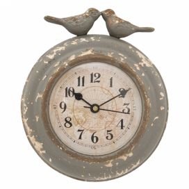 aaaHome.cz: Nástěnné kovové hodiny v rustikálním stylu s dekorem ptáčků (35483)