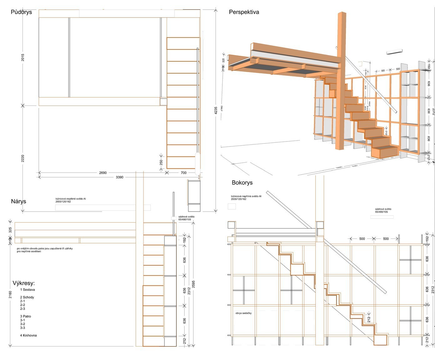 Plány schodiště - David Architekti