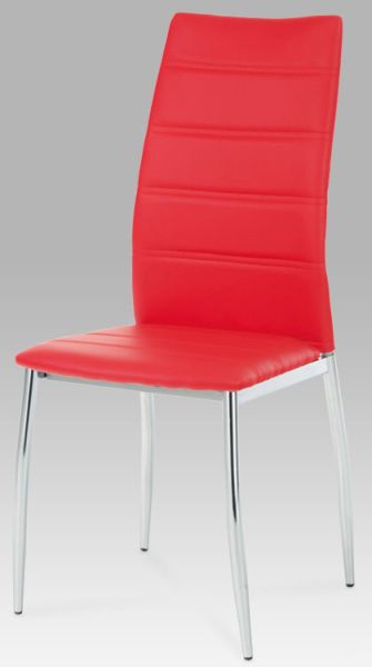 Autronic Jídelní židle chrom a koženka 44x42x98x46cm Barva: červená AUAC-1295 RED - Veselá Žena.cz
