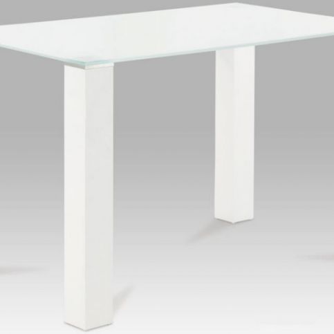 Jídelní stůl 120x75 cm, bílé sklo / vysoký lesk bílý - ATAN Nábytek
